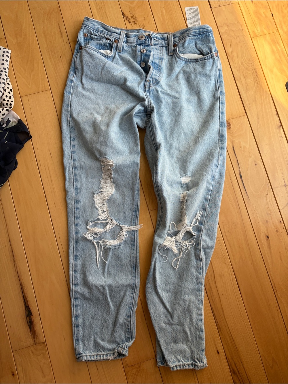 Levi's Light Blue Distressed Boyfriend Jeans